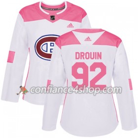 Adidas Maillot de Hockey Montreal Canadiens Jonathan Drouin 92 2017-2018 Blanc Rose Fashion Authentic - Femme